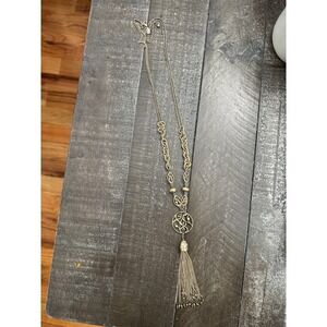 Lia Sophia Swish Gold Tone Chain‎ Tassel Necklace